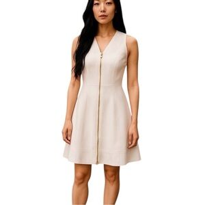 Vince Camuto Cream A-Line V-Neck Cocktail Dress
